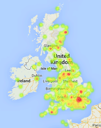 Heatmap of UK collections